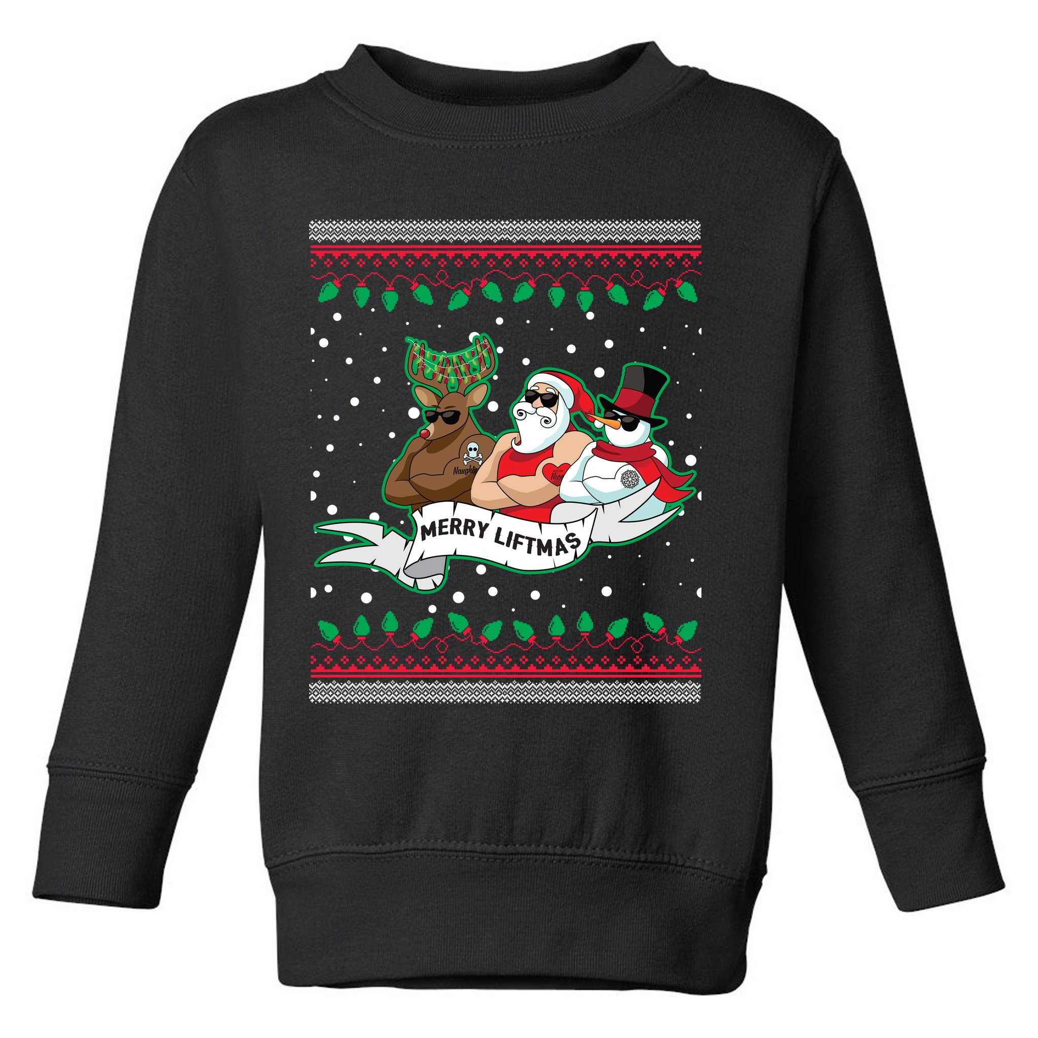 Merry Liftmas Funny Ugly Christmas Sweater Toddler Sweatshirt