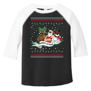 Merry Liftmas Funny Ugly Christmas Sweater Toddler Fine Jersey T-Shirt