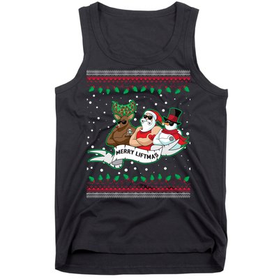 Merry Liftmas Funny Ugly Christmas Sweater Tank Top