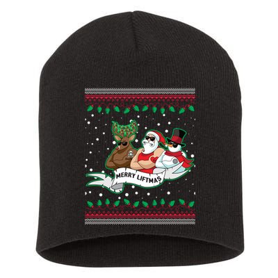 Merry Liftmas Funny Ugly Christmas Sweater Short Acrylic Beanie