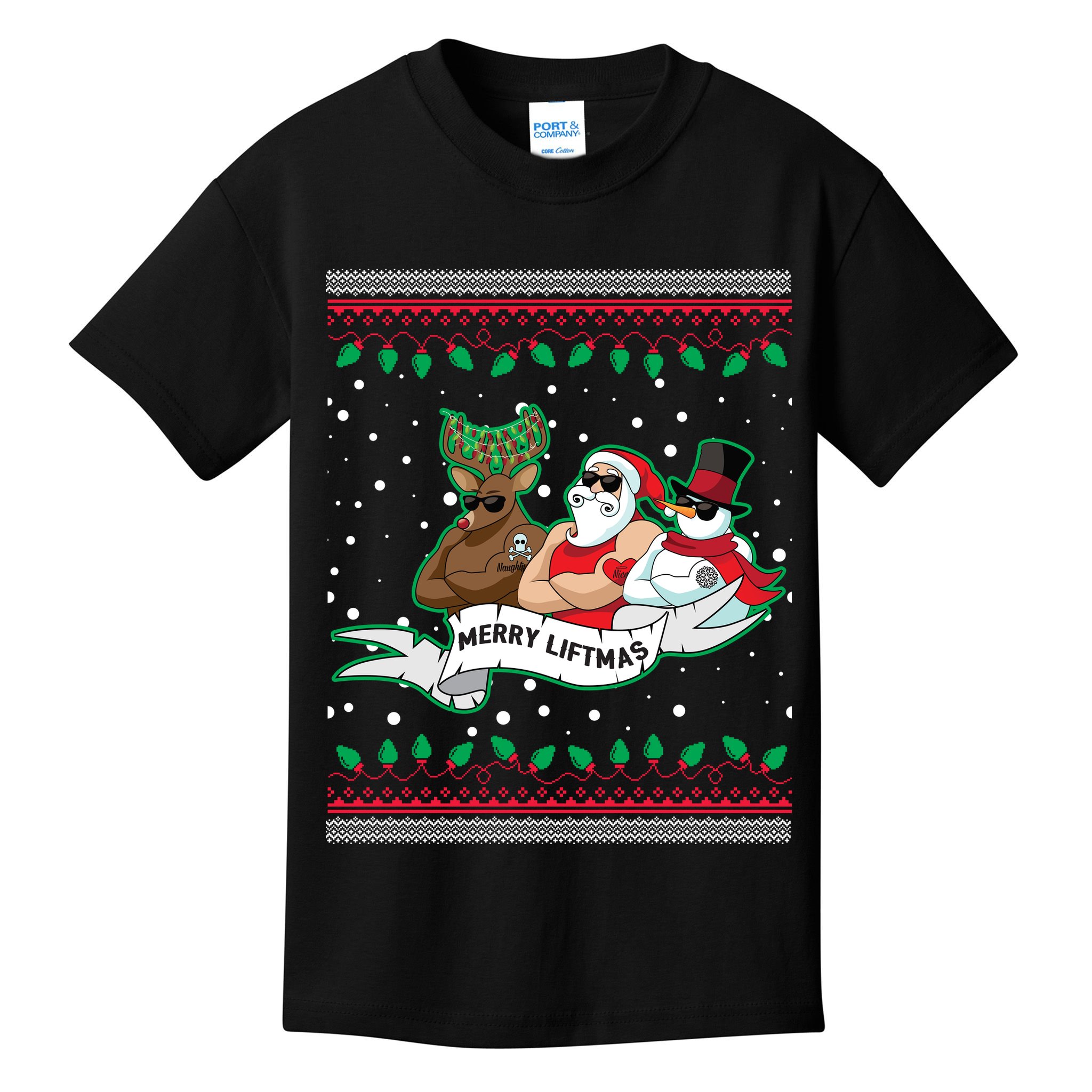 Merry Liftmas Funny Ugly Christmas Sweater Kids T-Shirt