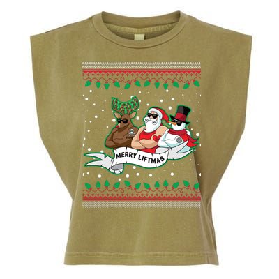 Merry Liftmas Funny Ugly Christmas Sweater Garment-Dyed Women's Muscle Tee