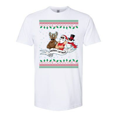 Merry Liftmas Funny Ugly Christmas Sweater Softstyle® CVC T-Shirt