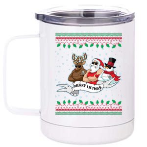 Merry Liftmas Funny Ugly Christmas Sweater 12 oz Stainless Steel Tumbler Cup