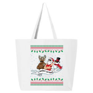 Merry Liftmas Funny Ugly Christmas Sweater 25L Jumbo Tote