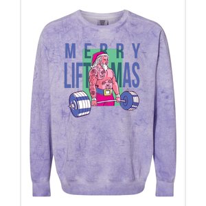 Merry Liftmas Tattoo Santa Colorblast Crewneck Sweatshirt