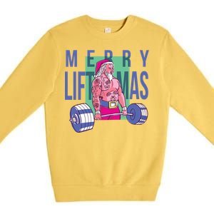 Merry Liftmas Tattoo Santa Premium Crewneck Sweatshirt