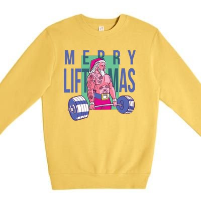 Merry Liftmas Tattoo Santa Premium Crewneck Sweatshirt