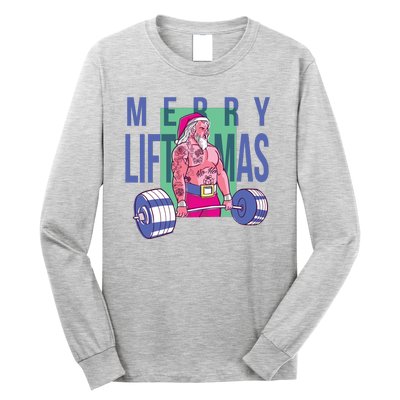 Merry Liftmas Tattoo Santa Long Sleeve Shirt