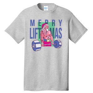 Merry Liftmas Tattoo Santa Tall T-Shirt