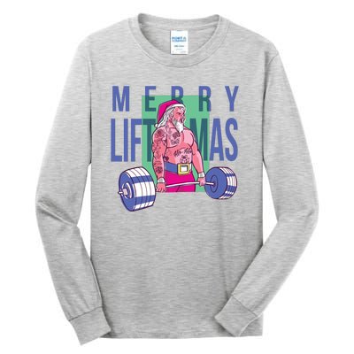 Merry Liftmas Tattoo Santa Tall Long Sleeve T-Shirt