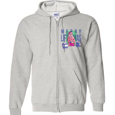 Merry Liftmas Tattoo Santa Full Zip Hoodie