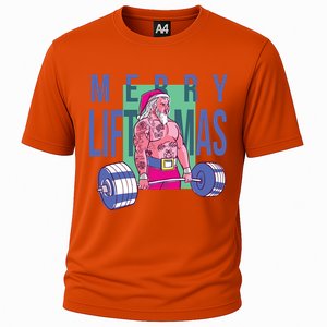 Merry Liftmas Tattoo Santa Cooling Performance Crew T-Shirt