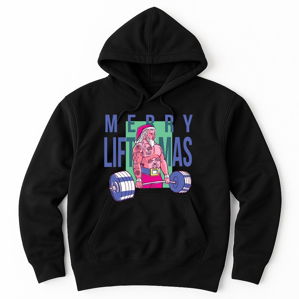 Merry Liftmas Tattoo Santa Hoodie