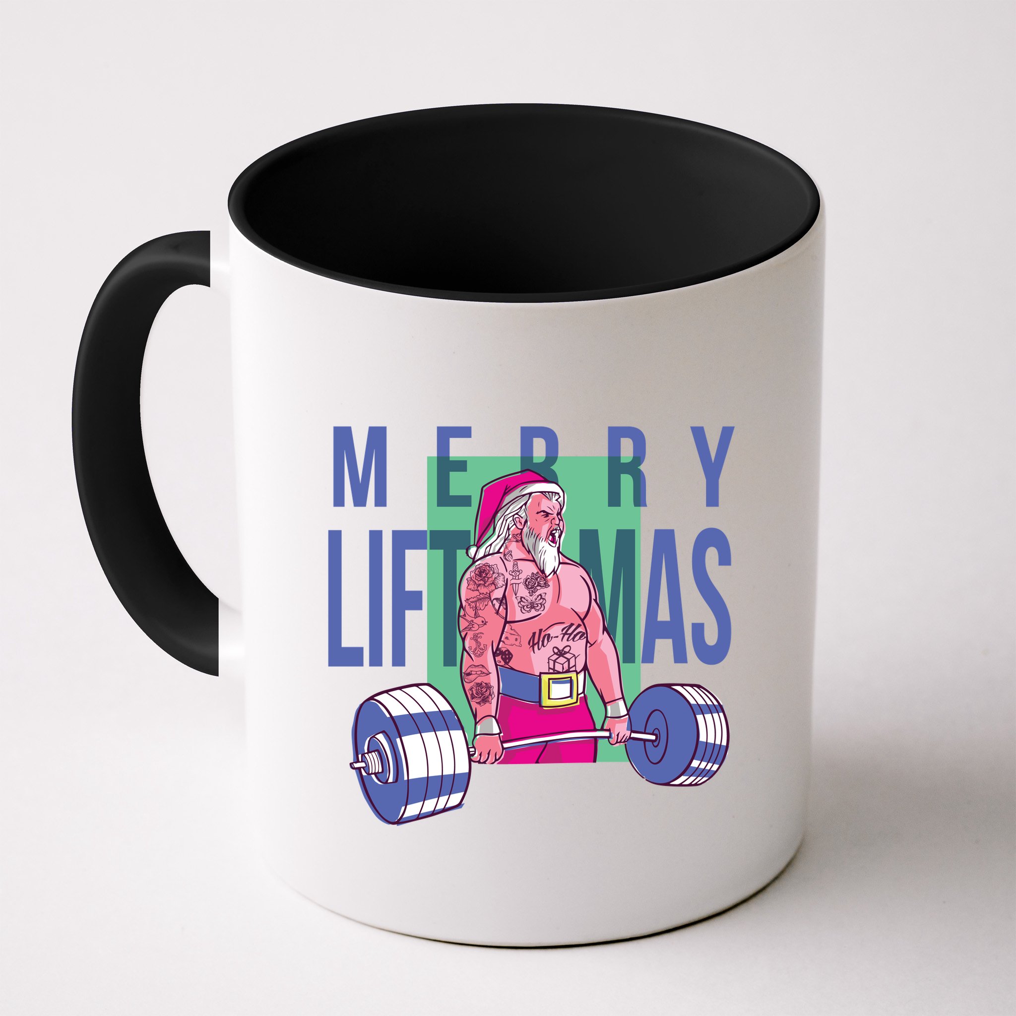 Merry Liftmas Tattoo Santa Mug