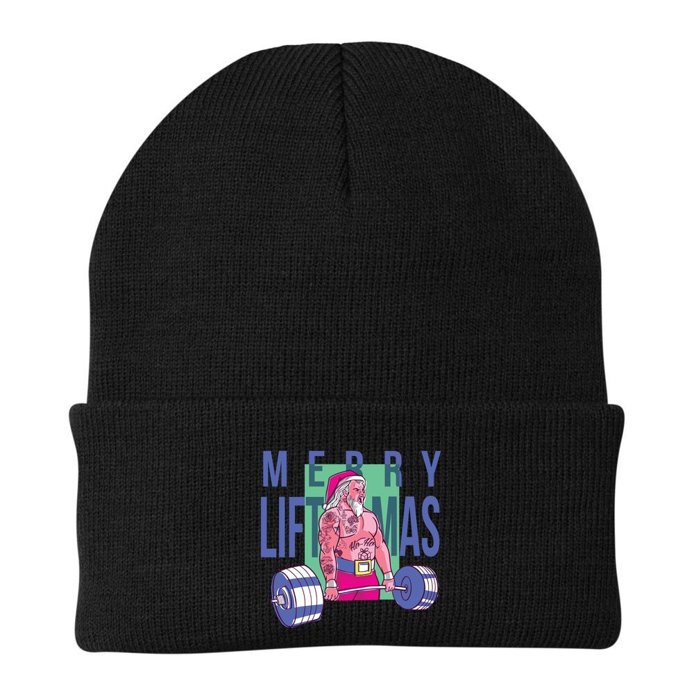 Merry Liftmas Tattoo Santa Beanie
