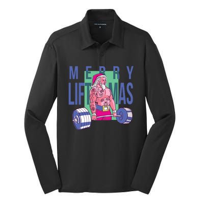 Merry Liftmas Tattoo Santa Silk Touch Performance Long Sleeve Polo