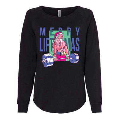 Merry Liftmas Tattoo Santa Womens California Wash Sweatshirt