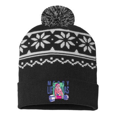 Merry Liftmas Tattoo Santa USA-Made Snowflake Beanie