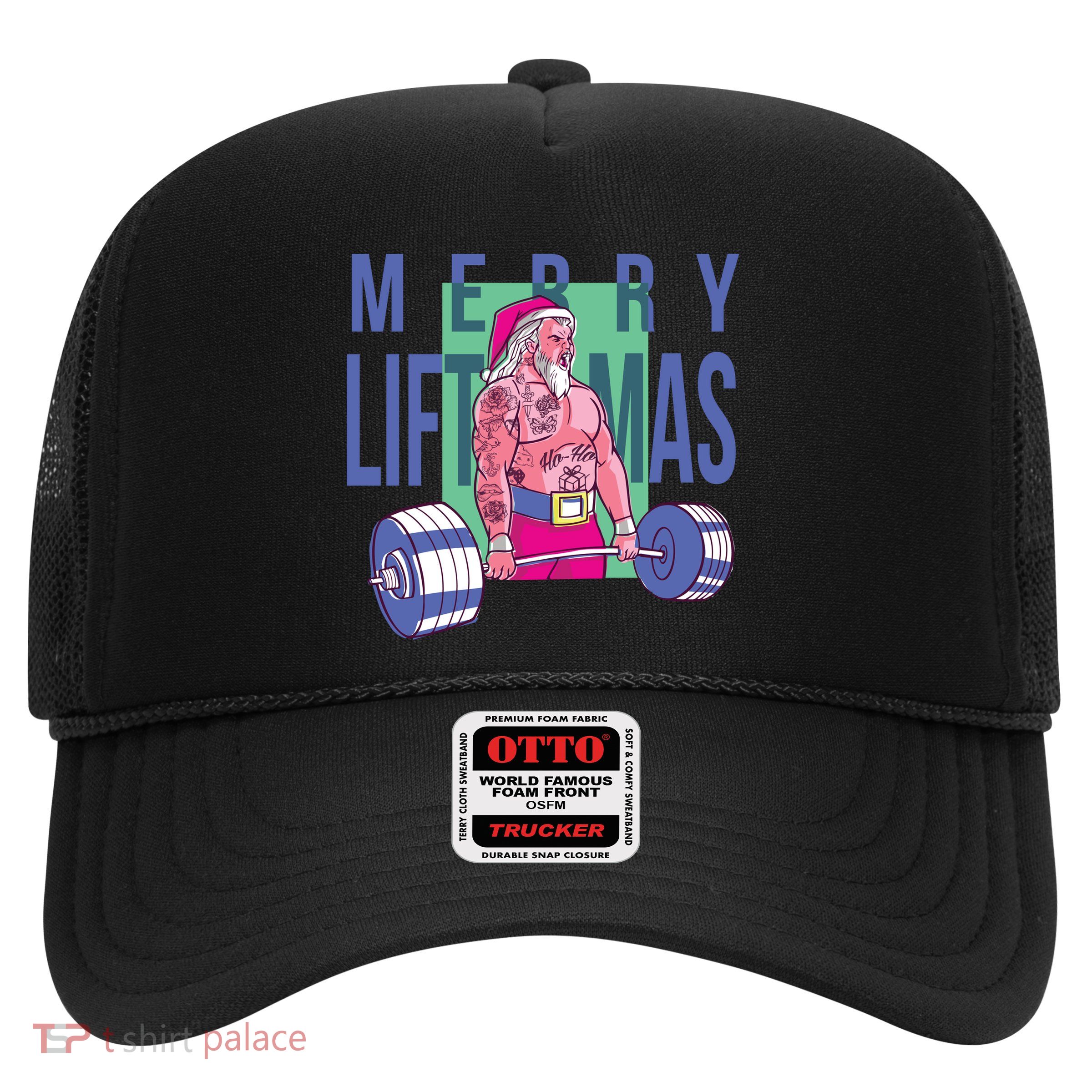 Merry Liftmas Tattoo Santa Trucker Hat