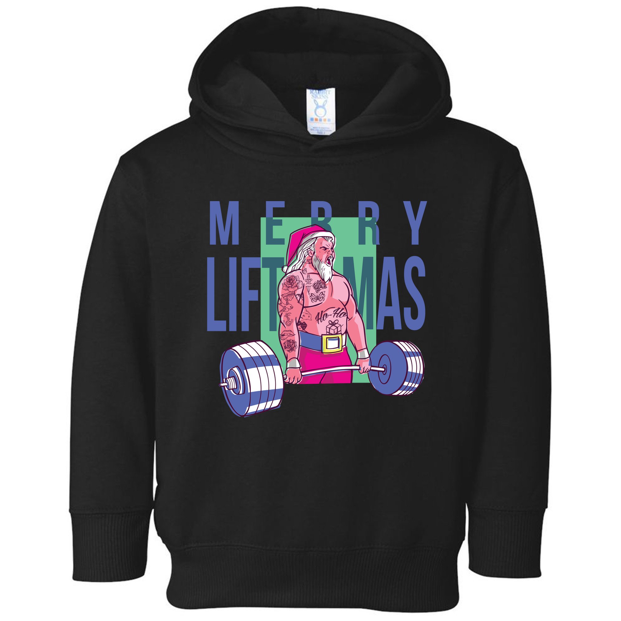 Merry Liftmas Tattoo Santa Toddler Hoodie