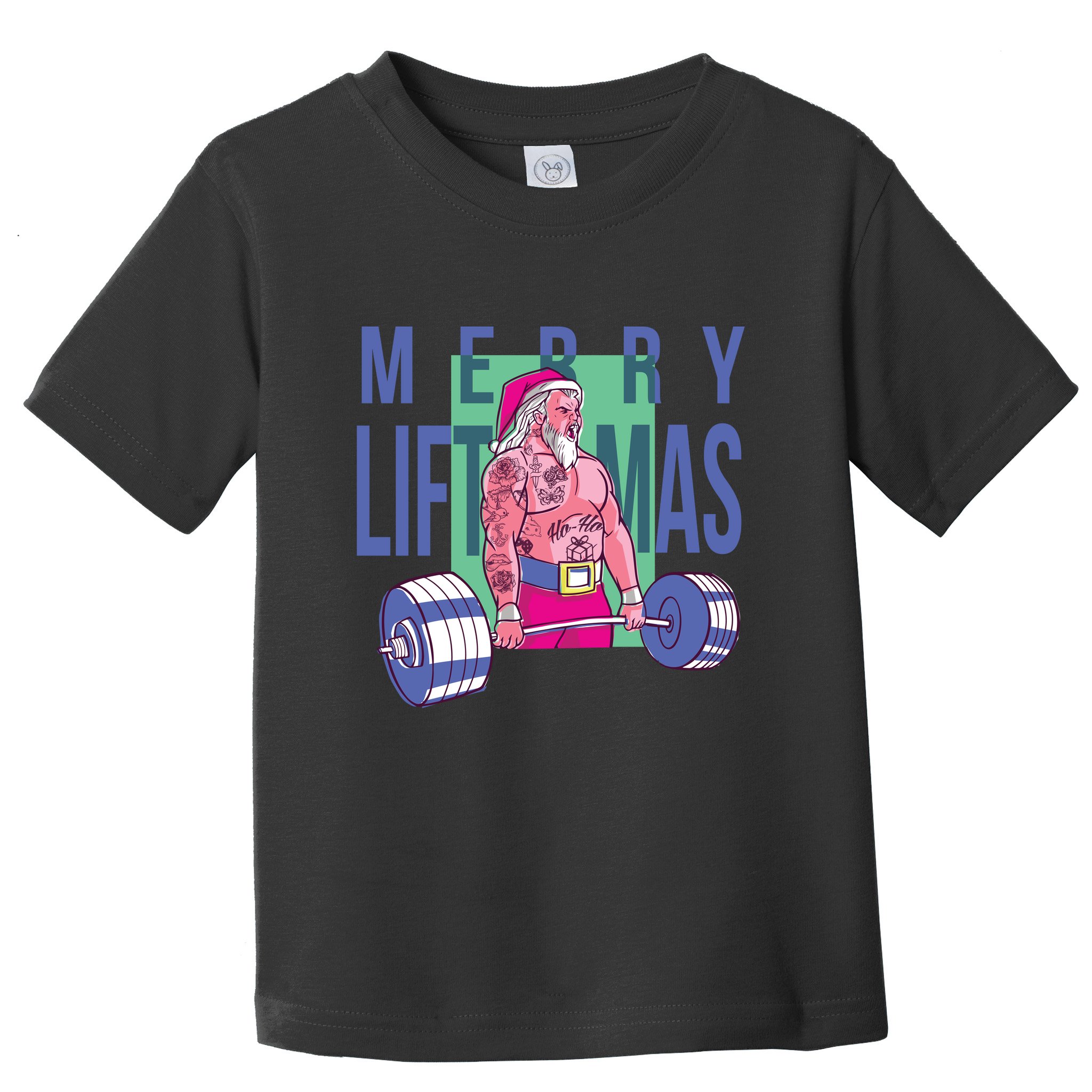 Merry Liftmas Tattoo Santa Toddler T-Shirt