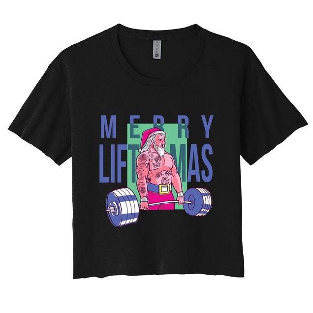 Merry Liftmas Tattoo Santa Crop Top