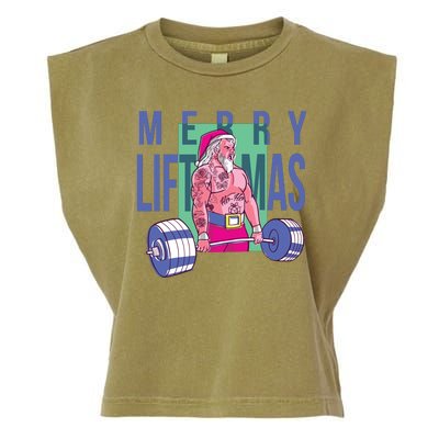 Merry Liftmas Tattoo Santa Garment-Dyed Women's Muscle Tee