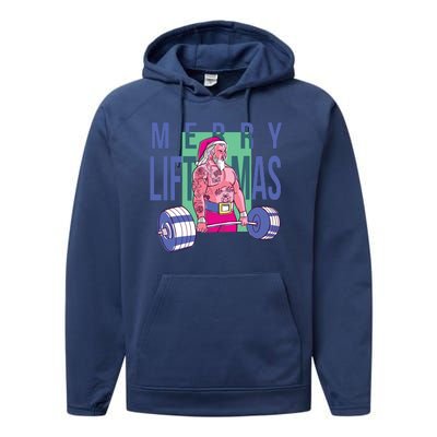 Merry Liftmas Tattoo Santa Performance Fleece Hoodie