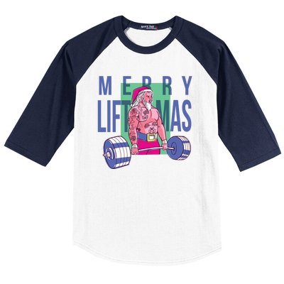 Merry Liftmas Tattoo Santa Baseball Sleeve Shirt