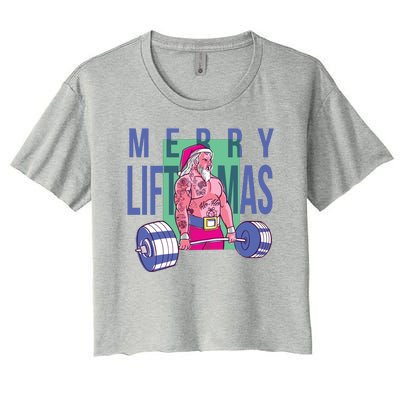 Merry Liftmas Tattoo Santa Women's Crop Top Tee