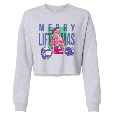 Merry Liftmas Tattoo Santa Cropped Pullover Crew