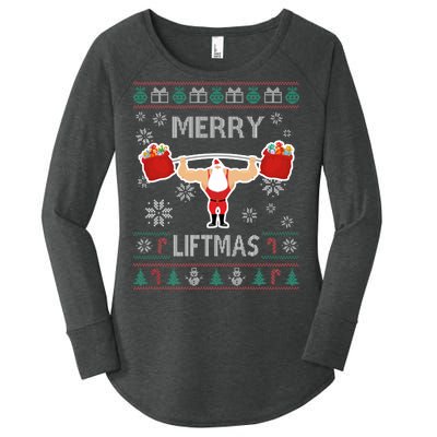 Merry Liftmas Ugly Christmas Women's Perfect Tri Tunic Long Sleeve Shirt