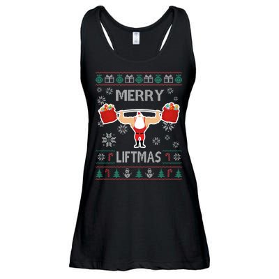 Merry Liftmas Ugly Christmas Ladies Essential Flowy Tank