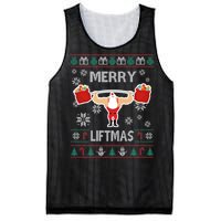 Merry Liftmas Ugly Christmas Mesh Reversible Basketball Jersey Tank