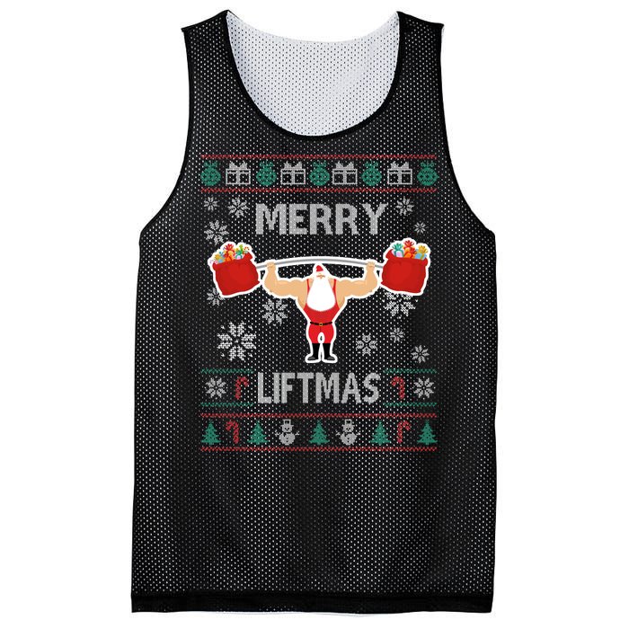 Merry Liftmas Ugly Christmas Mesh Reversible Basketball Jersey Tank