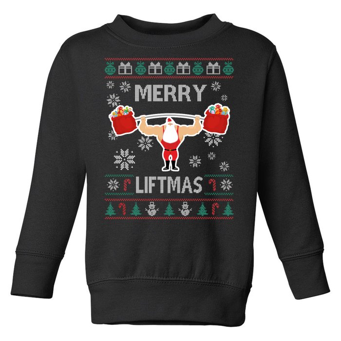 Merry Liftmas Ugly Christmas Toddler Sweatshirt