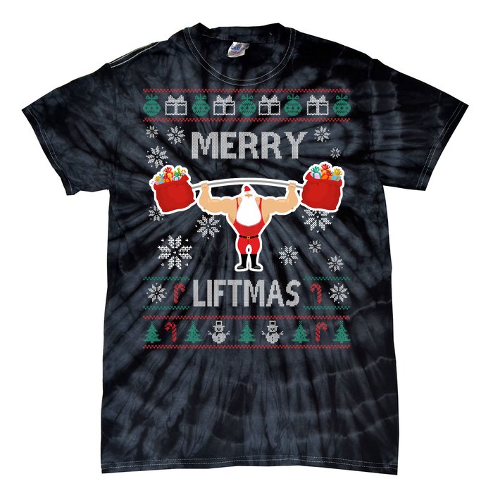 Merry Liftmas Ugly Christmas Tie-Dye T-Shirt