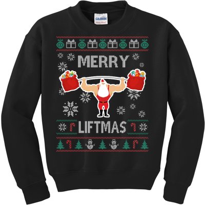 Merry Liftmas Ugly Christmas Kids Sweatshirt