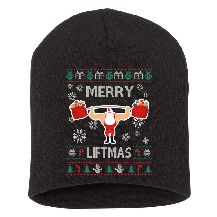 Merry Liftmas Ugly Christmas Short Acrylic Beanie