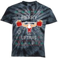 Merry Liftmas Ugly Christmas Kids Tie-Dye T-Shirt