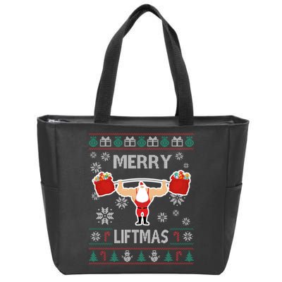 Merry Liftmas Ugly Christmas Zip Tote Bag