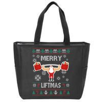 Merry Liftmas Ugly Christmas Zip Tote Bag