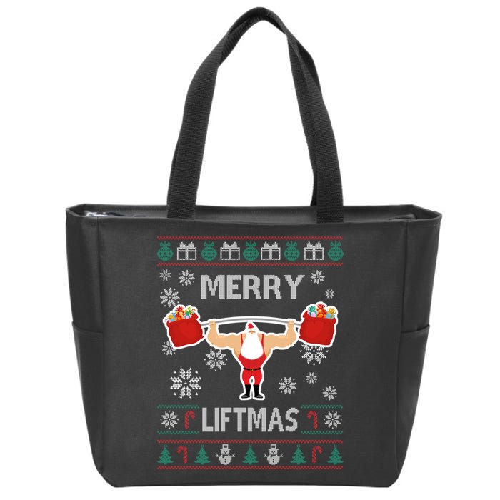 Merry Liftmas Ugly Christmas Zip Tote Bag