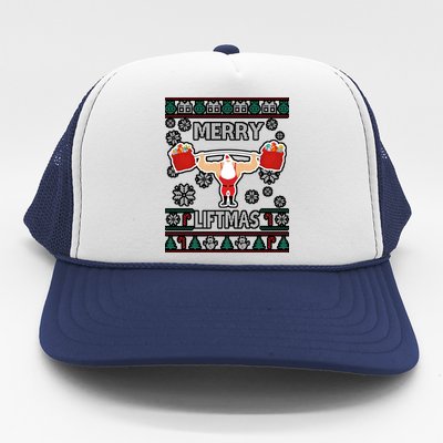 Merry Liftmas Ugly Christmas Trucker Hat