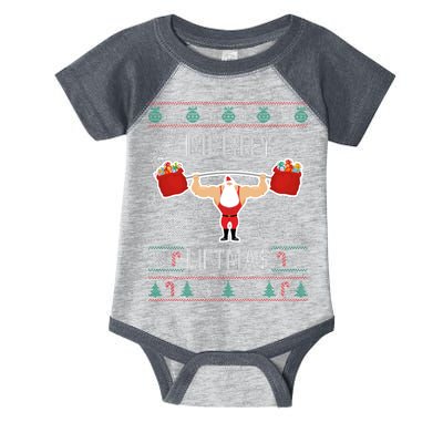 Merry Liftmas Ugly Christmas Infant Baby Jersey Bodysuit