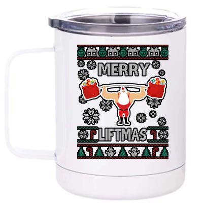 Merry Liftmas Ugly Christmas 12 oz Stainless Steel Tumbler Cup