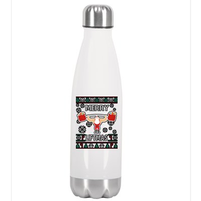 Merry Liftmas Ugly Christmas Stainless Steel Insulated Water Bottle