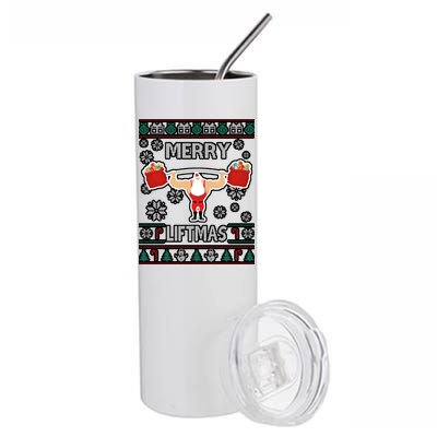 Merry Liftmas Ugly Christmas Stainless Steel Tumbler