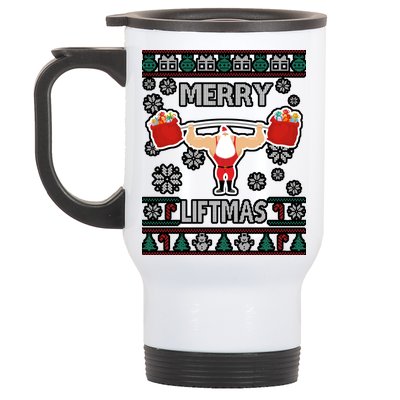 Merry Liftmas Ugly Christmas Stainless Steel Travel Mug